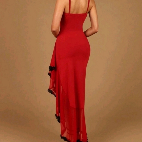 SALE Elegant Red Evening Dress - Picture 3 of 5